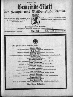 1918,38: Nr. 38, 22. September 1918