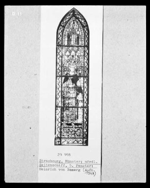 Straßburg, Zeichnung des 5. Fensters vom nördlichen Seitenschiff des Münsters: Heinrich von Bamberg