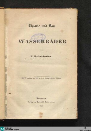 Text: Theorie und Bau der Wasserräder