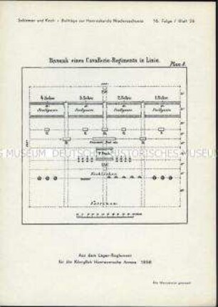 Feldlager-Schema eines Kavallerie-Regiments in Linie, Königreich Hannover, 1858.