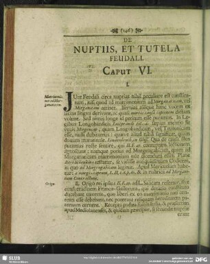 De Nuptiis Et Tutela Feudali.Caput VI.