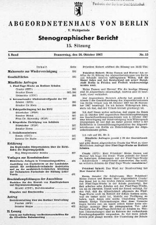 Nr. 15 (15), 26. Oktober 1967