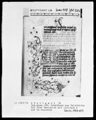 Gebetbuch aus Zwiefalten — Initiale M und Teilbordüre, Folio 220verso