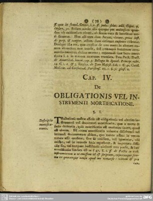 Cap. IV. De Obligationis Vel Instrumenti Mortificatione