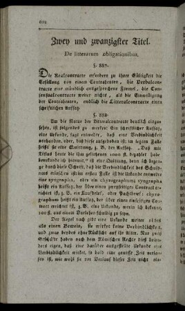 Zwey und zwanzigster Titel. De litterarum obligationibus.