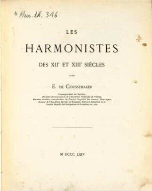 Les harmonistes des XIIe et XIIIe siècles