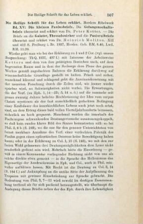 507-508 [Rezension] Die kleinen Paulusbriefe