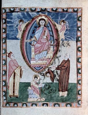 Evangeliar aus Metz — Christus in der Mandorla, Folio 15 recto