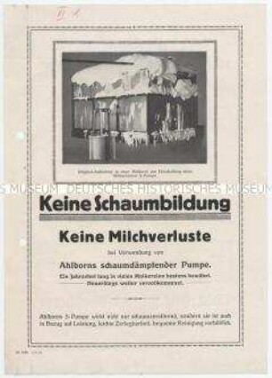 Keine Schaumbildung, keine Milchverluste bei Verwendung von Ahlborns schaumdämpfender Pumpe.