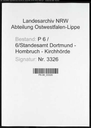 Sterberegister Standesamt Dortmund-Hombruch-Kirchhörde (XXII)