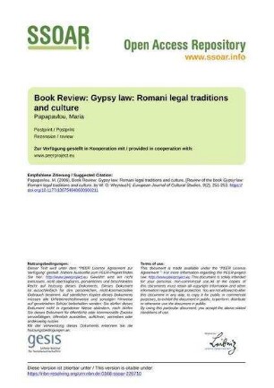 Book Review: Gypsy law: Romani legal traditions and culture
