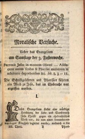 Nicols moralische Versuche, 3. ... Band. Welcher moralische Betrachtungen über die Episteln und Evangelien, von dem Sonnabende der dritten Fastenwoche bis zum ersten Sonntage nach Ostern in sich hält
