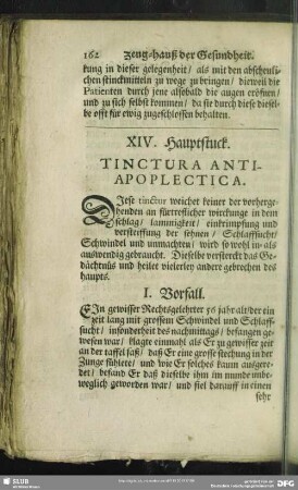 XIV. Hauptstuck. Tinctura Antiapoleptica