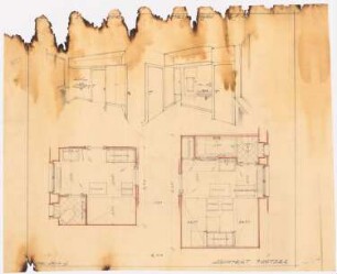 Einfamilienhaus: Grundrisse, perspektivische Innenansicht