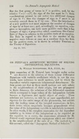 On Petzval's asymptotic method of solving differential equations.