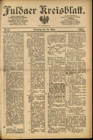 Erste Ausgabe vom Dienstag, den 26. März 1895.