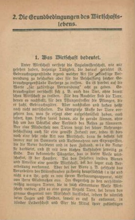 2. Die Grundbedingungen des Wirtschaftslebens