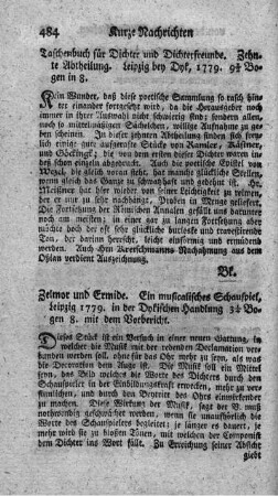 Zelmor und Ermide. Ein musicalisches Schauspiel.