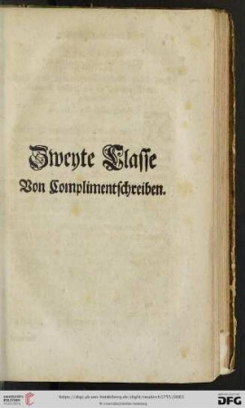 Zweyte Classe von Complimentschreiben
