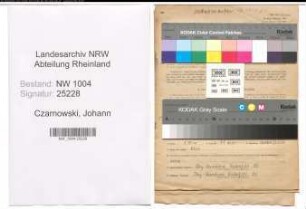 Entnazifizierung Johann Czarnowski , geb. 22.12.1896 (Schuhmacher)