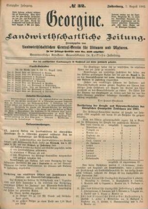 Siebzigster Jahrgang. No. 32. Insterburg, 7. August 1902.