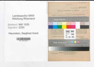 Entnazifizierung Siegfried Horst Haunstein , geb. 19.02.1912 (Steiger)