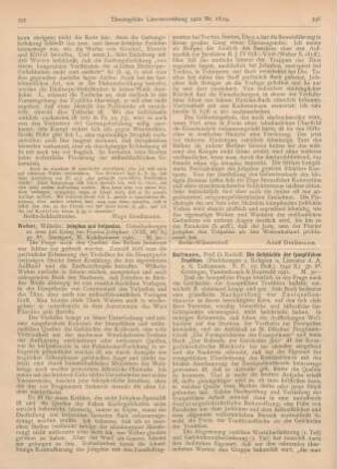 396-398 [Rezension] Bultmann, Rudolf, Die Geschichte der synoptischen Tradition