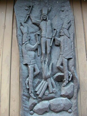 Bergleute-Relief im Dorf Podgorzyn bei Jelina Gora