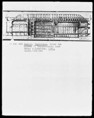 Berlin, Opernhaus, Unter den Linden 7, Längsschnitt nach Umbau von Langhans