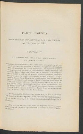 Capítulo IV - La cuestión con Chile y las negociaciones con Barros Arana