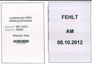 Entnazifizierung Paul Witscher, geb. 21.08.1895 (Einkaeufer)