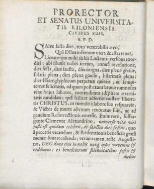 Prorector Et Senatus Universitatis Kiloniensis Civibus Suis. S. P. D.