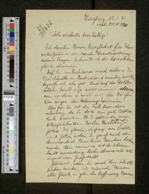 Brief an Arthur Wichmann