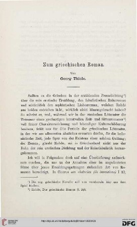 Zum griechischen Roman