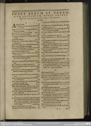 Index Rerum Et Verborum Insignium, Hisce Tribus Miscellaneorum Libris Contentorum