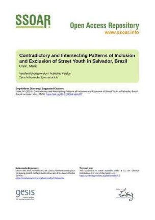 Contradictory and Intersecting Patterns of Inclusion and Exclusion of Street Youth in Salvador, Brazil