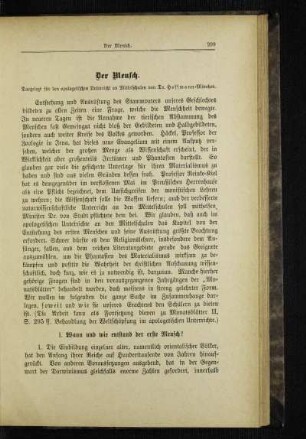 ¬Der¬ Mensch : dargelegt für den apologetischen Unterricht an Mittelschulen