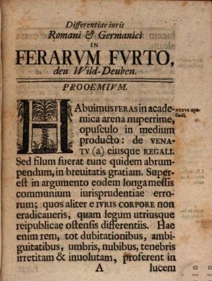 Dissertatione Inavgvrali, Differentias iuris Romani & Germanici In Ferarvm Fvrto