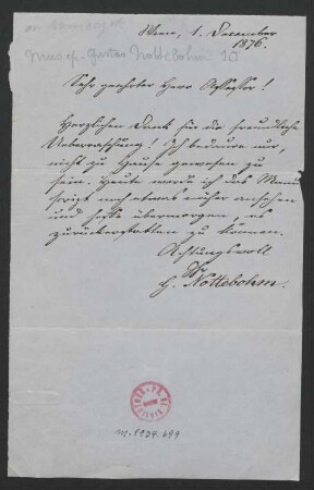 Brief an Franz von Nemeczek : 01.12.1876