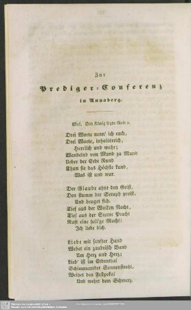 [III.] Zur Prediger-Conferenz in Annaberg
