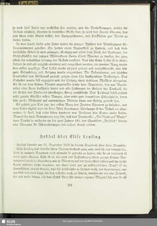 Hebbel über Elise Lensing
