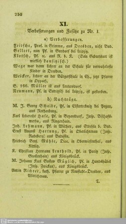 Verbesserungen und Zusätze zu Nr. I