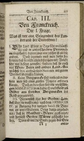 Cap. III. Von Franckreich.