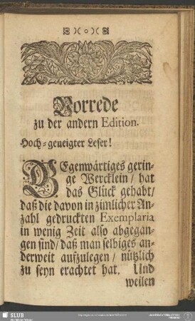 Vorrede zu der andern Edition