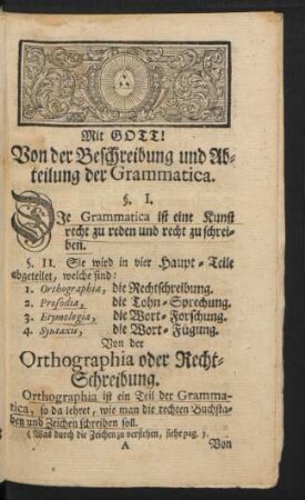 Orthographia oder Recht-Schreibung.