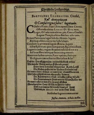 I. Bartoldus Eggenavius Consul ...