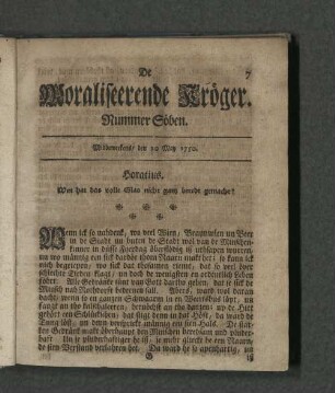 Nummer Söben. Middenweckens den 20. May 1750