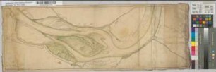 [Rheinstrom mit beiden Ufern bei der Grav-Insel zwischen Wesel und Xanten].