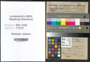 Entnazifizierung Johann Wieland , geb. 20.06.1903 (Chorsaenger)