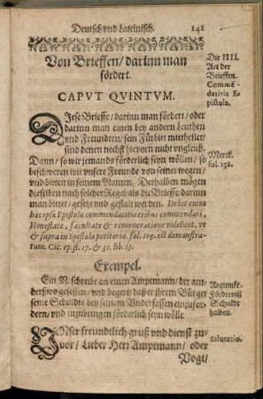 Caput Quintum. Von Brieffen/ darinn man fördert.